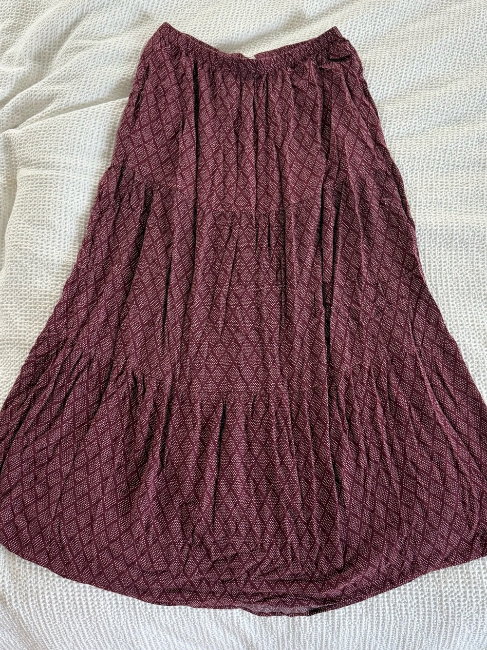 Knox Rose Burgundy Diamond-Tiered Maxi Skirt